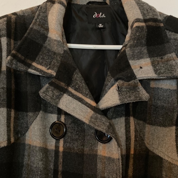 DOTS Plaid Pea Coat Jacket sz M - Picture 2 of 12